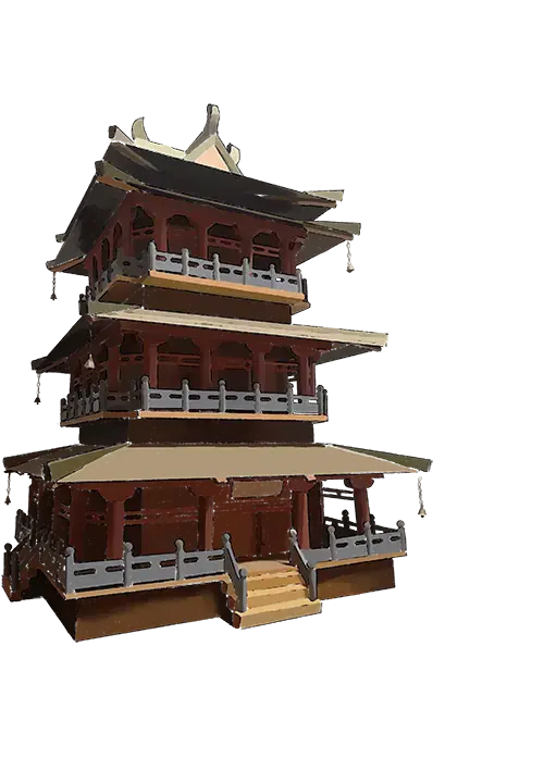 A tervezett taoista pagoda-templom makettje